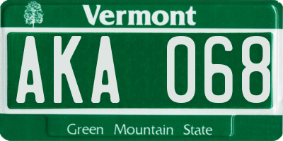 VT license plate AKA068