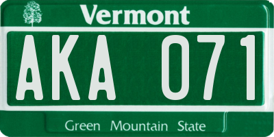 VT license plate AKA071