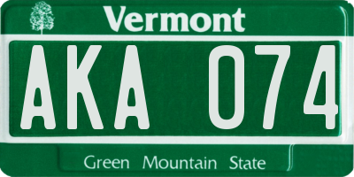 VT license plate AKA074