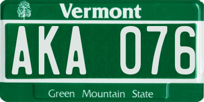 VT license plate AKA076