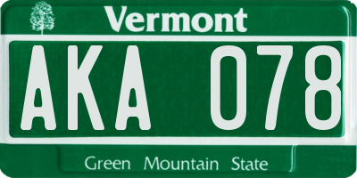 VT license plate AKA078