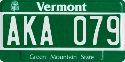 VT license plate AKA079