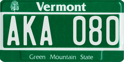 VT license plate AKA080