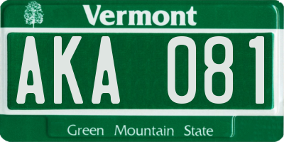 VT license plate AKA081
