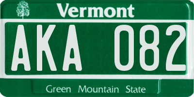 VT license plate AKA082