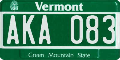 VT license plate AKA083