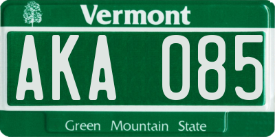 VT license plate AKA085