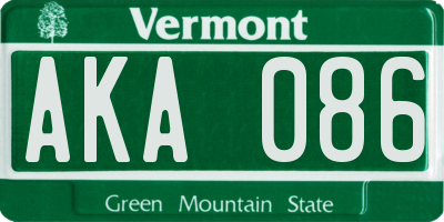 VT license plate AKA086