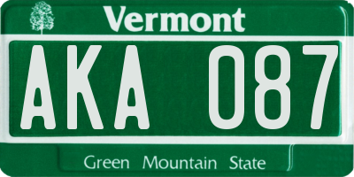 VT license plate AKA087