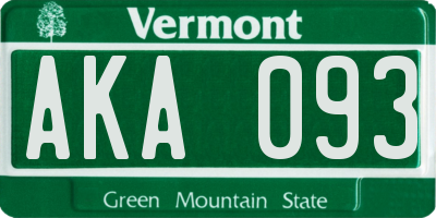 VT license plate AKA093