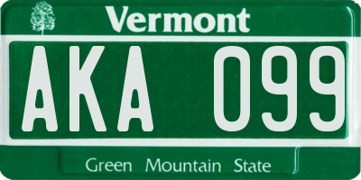VT license plate AKA099