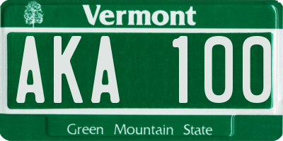 VT license plate AKA100