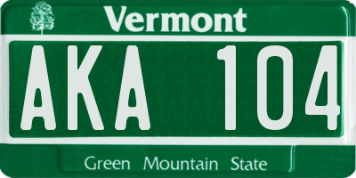VT license plate AKA104