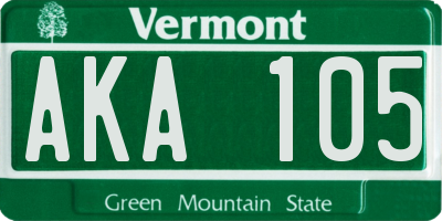 VT license plate AKA105