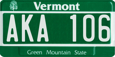 VT license plate AKA106