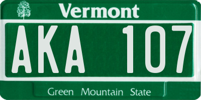 VT license plate AKA107
