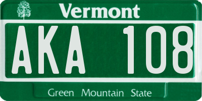 VT license plate AKA108