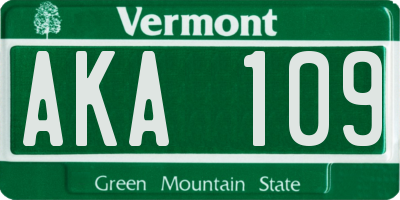 VT license plate AKA109