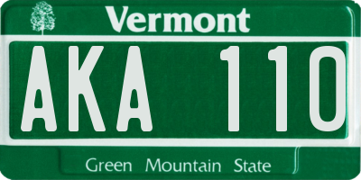 VT license plate AKA110
