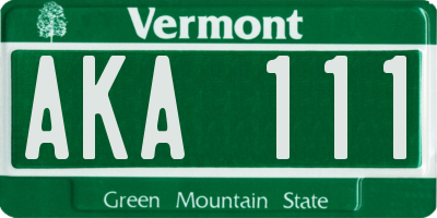 VT license plate AKA111