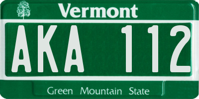VT license plate AKA112