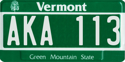 VT license plate AKA113