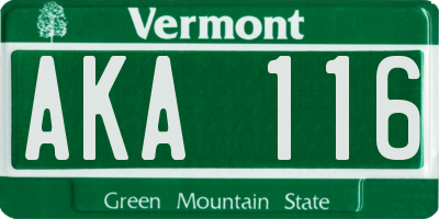 VT license plate AKA116