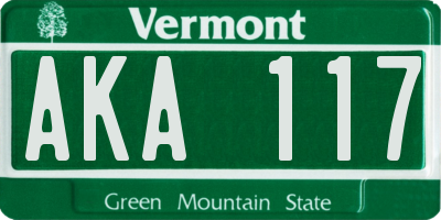 VT license plate AKA117