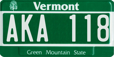 VT license plate AKA118