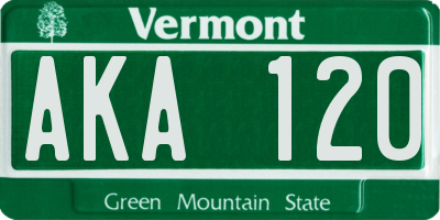 VT license plate AKA120
