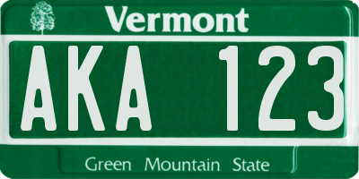 VT license plate AKA123