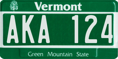 VT license plate AKA124