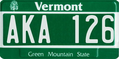 VT license plate AKA126