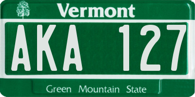 VT license plate AKA127