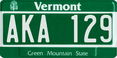 VT license plate AKA129