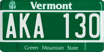 VT license plate AKA130