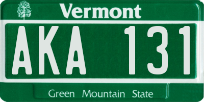 VT license plate AKA131