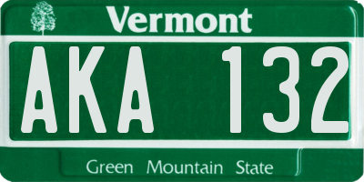 VT license plate AKA132