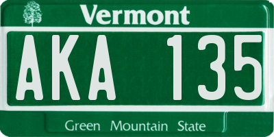 VT license plate AKA135