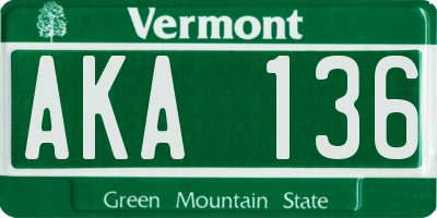 VT license plate AKA136