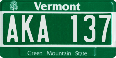 VT license plate AKA137