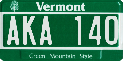 VT license plate AKA140