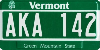 VT license plate AKA142