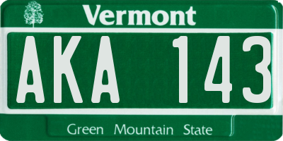 VT license plate AKA143