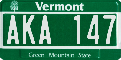 VT license plate AKA147