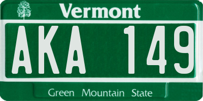 VT license plate AKA149