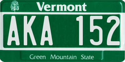 VT license plate AKA152
