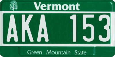 VT license plate AKA153