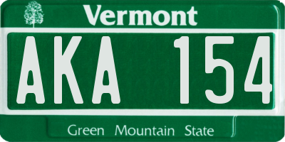 VT license plate AKA154