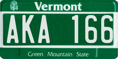 VT license plate AKA166
